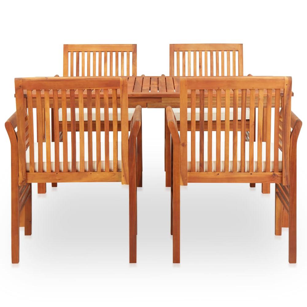 vidaXL 5 Piece Outdoor Dining Set with Cushions Solid Acacia Wood, 278897. Picture 3