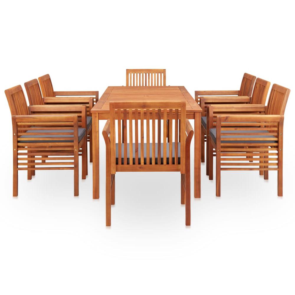 vidaXL 9 Piece Outdoor Dining Set with Cushions Solid Acacia Wood, 278906. Picture 3