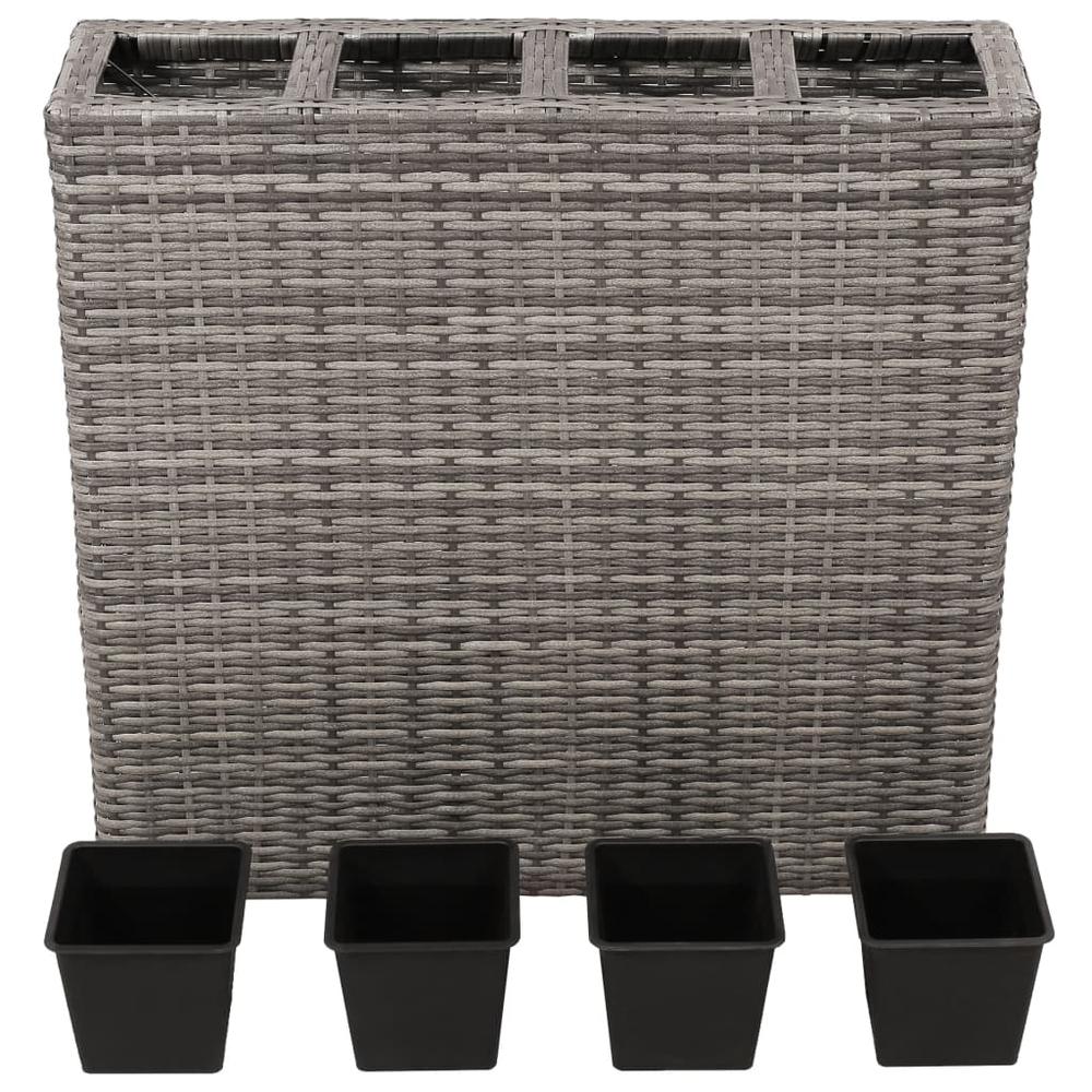 vidaXL Garden Raised Bed with 4 Pots 2 pcs Poly Rattan Gray. Picture 5