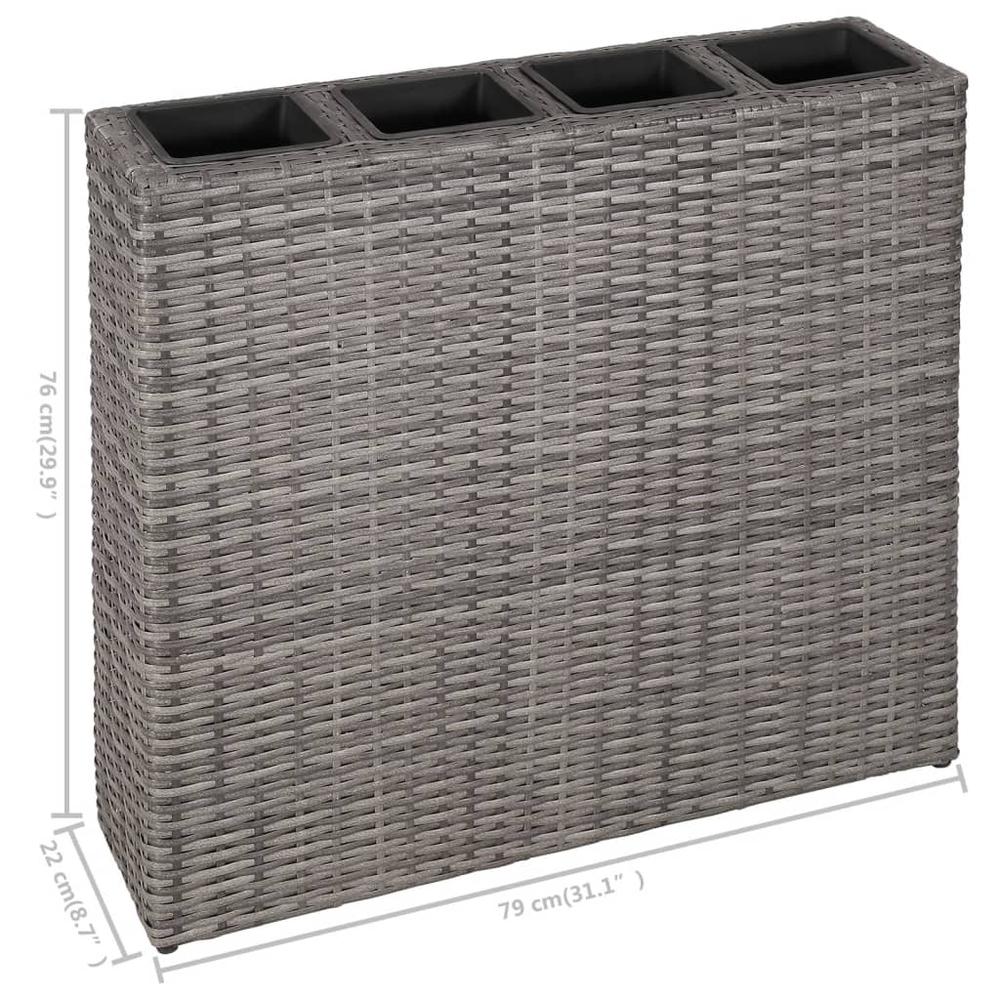vidaXL Garden Raised Bed with 4 Pots 2 pcs Poly Rattan Gray. Picture 7