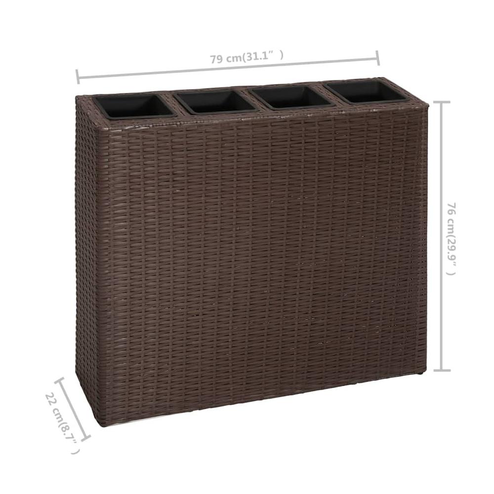 vidaXL Garden Raised Bed with 4 Pots 2 pcs Poly Rattan Brown. Picture 7