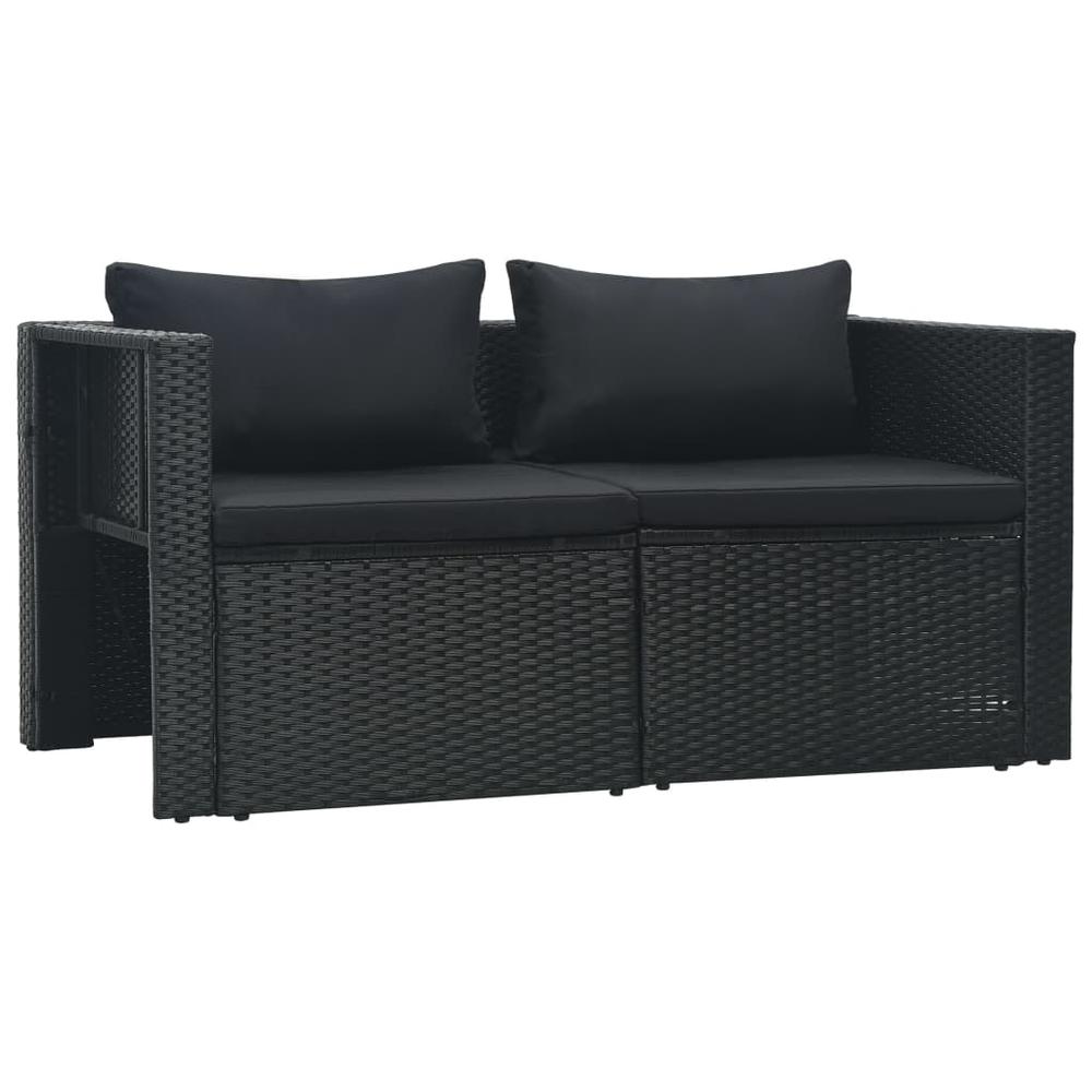 6 Piece Garden Lounge Set with Cushions Poly Rattan Black. Picture 6