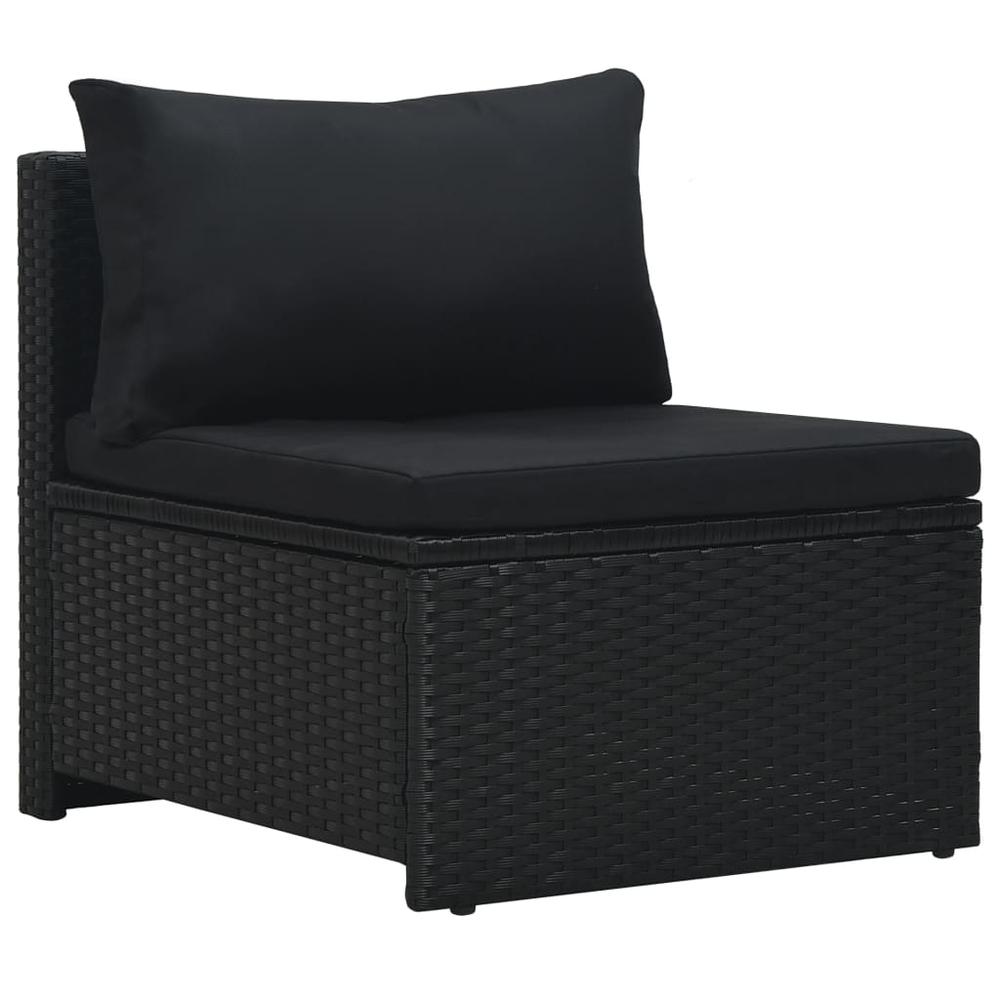 6 Piece Garden Lounge Set with Cushions Poly Rattan Black. Picture 8