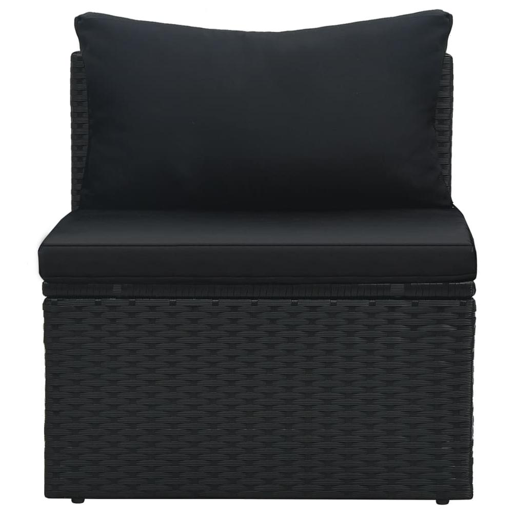 6 Piece Garden Lounge Set with Cushions Poly Rattan Black. Picture 9