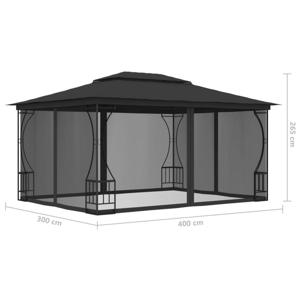 vidaXL Gazebo with Nets 9.8'x13.1'x8.7' Anthracite. Picture 6