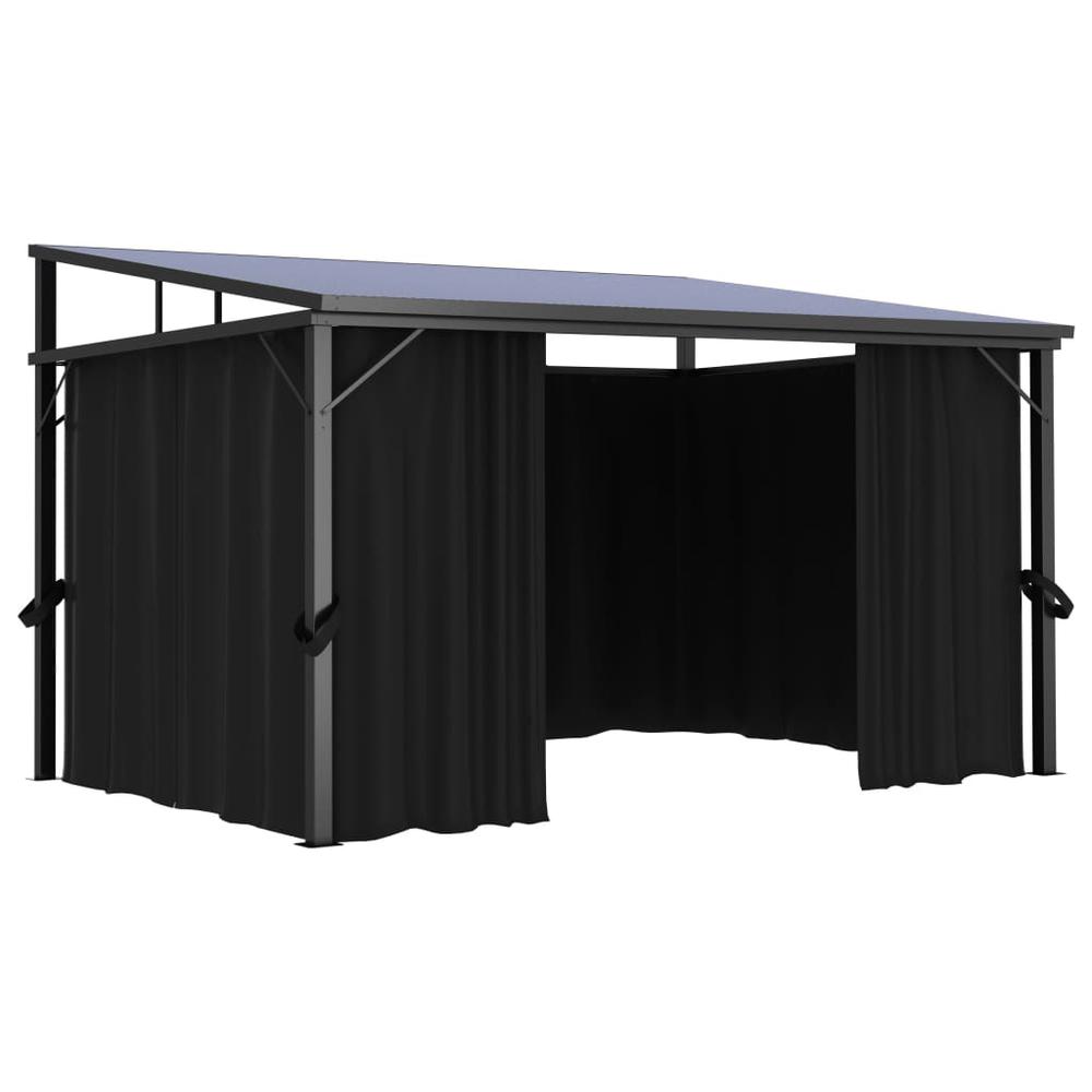 vidaXL Gazebo with Curtain 13.3'x9.6'x8' Anthracite. Picture 5