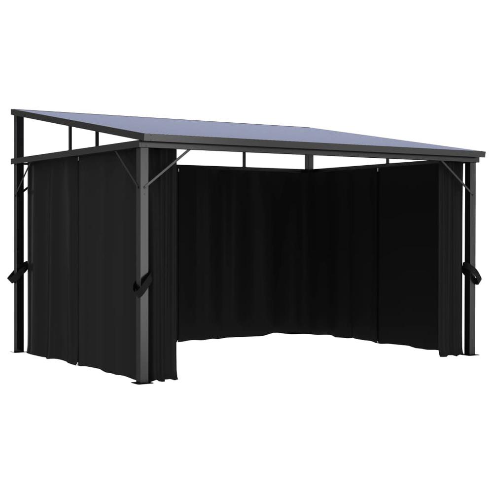 vidaXL Gazebo with Curtain 13.3'x9.6'x8' Anthracite. Picture 6
