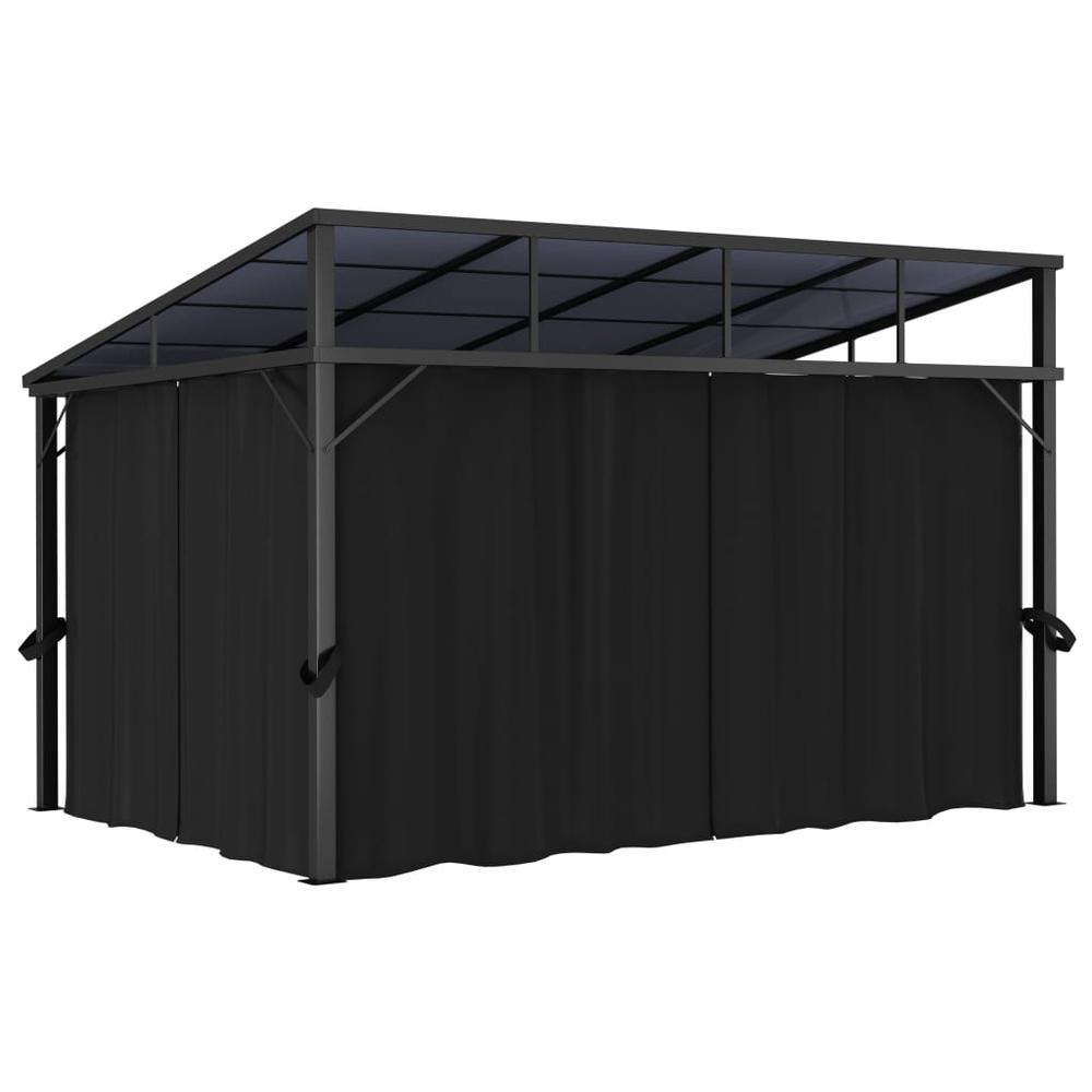 vidaXL Gazebo with Curtain 13.3'x9.6'x8' Anthracite. Picture 8