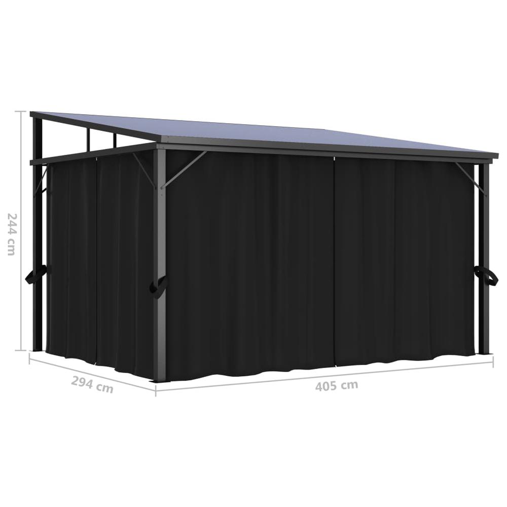 vidaXL Gazebo with Curtain 13.3'x9.6'x8' Anthracite. Picture 10