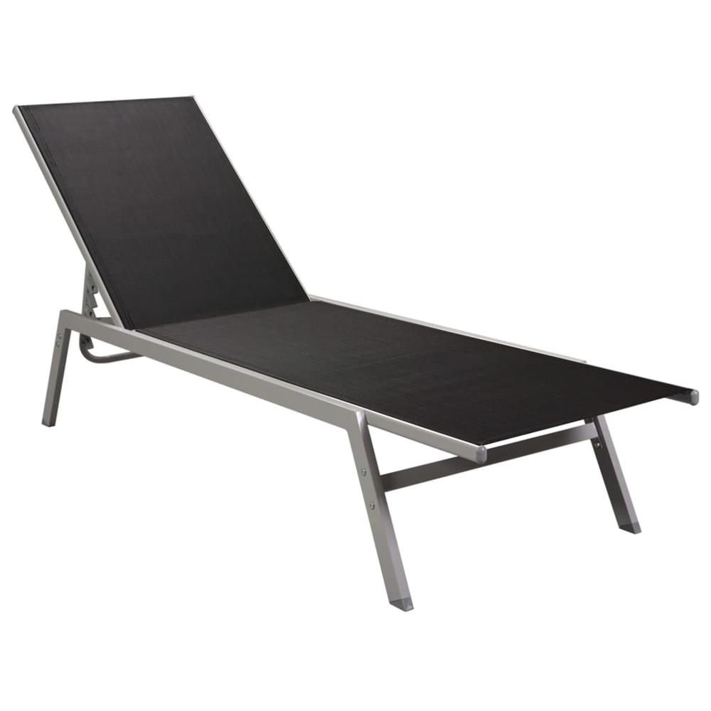 Sun Lounger Steel and Textilene Black. Picture 1