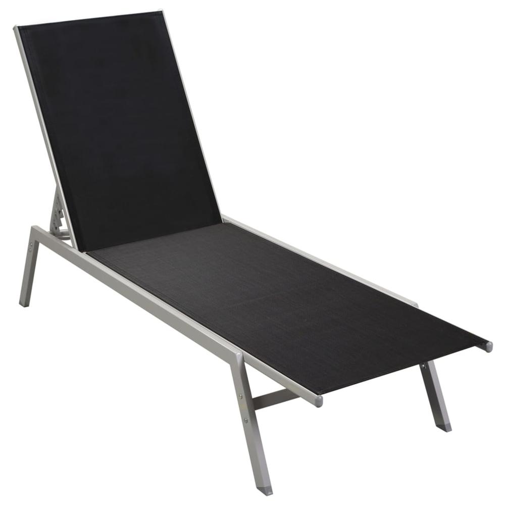 Sun Lounger Steel and Textilene Black. Picture 2