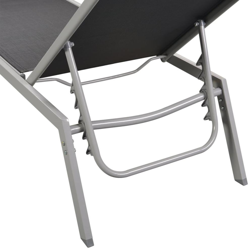 Sun Lounger Steel and Textilene Black. Picture 5