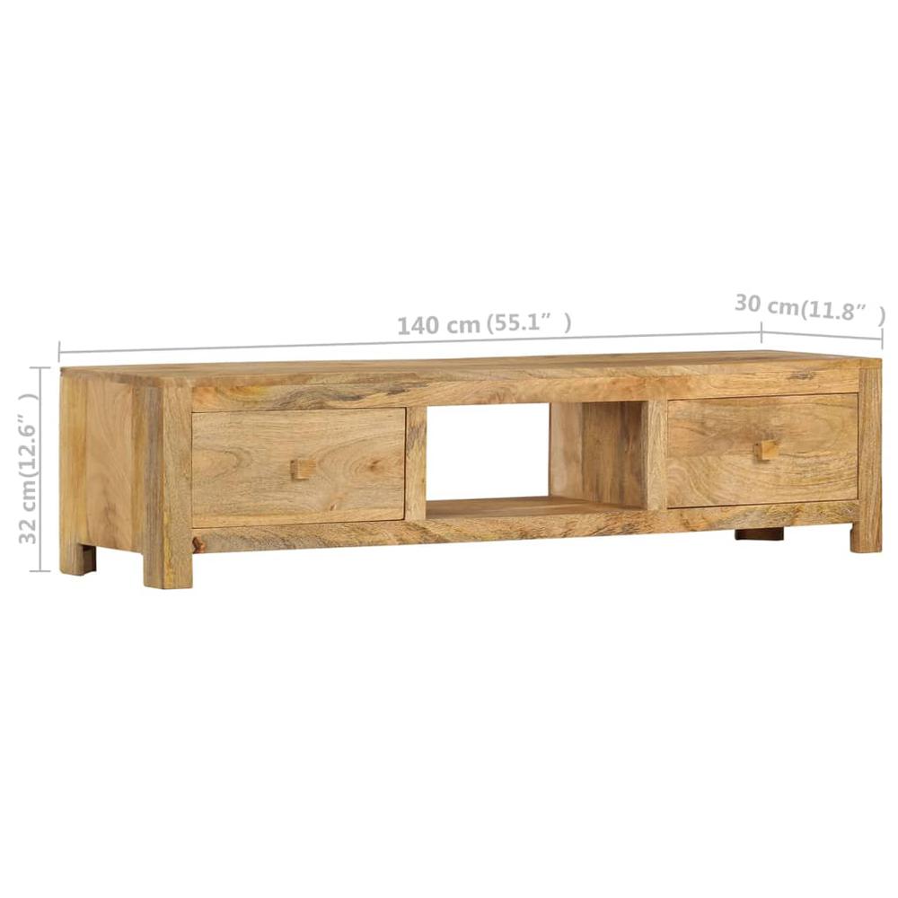 vidaXL TV Cabinet 55.1"x11.8"x12.6" Solid Mango Wood. Picture 8