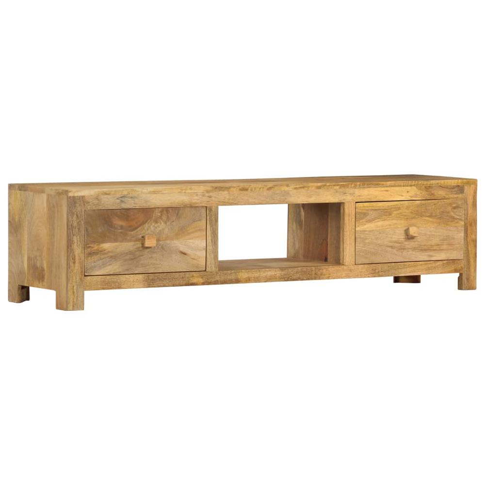 vidaXL TV Cabinet 55.1"x11.8"x12.6" Solid Mango Wood. Picture 9