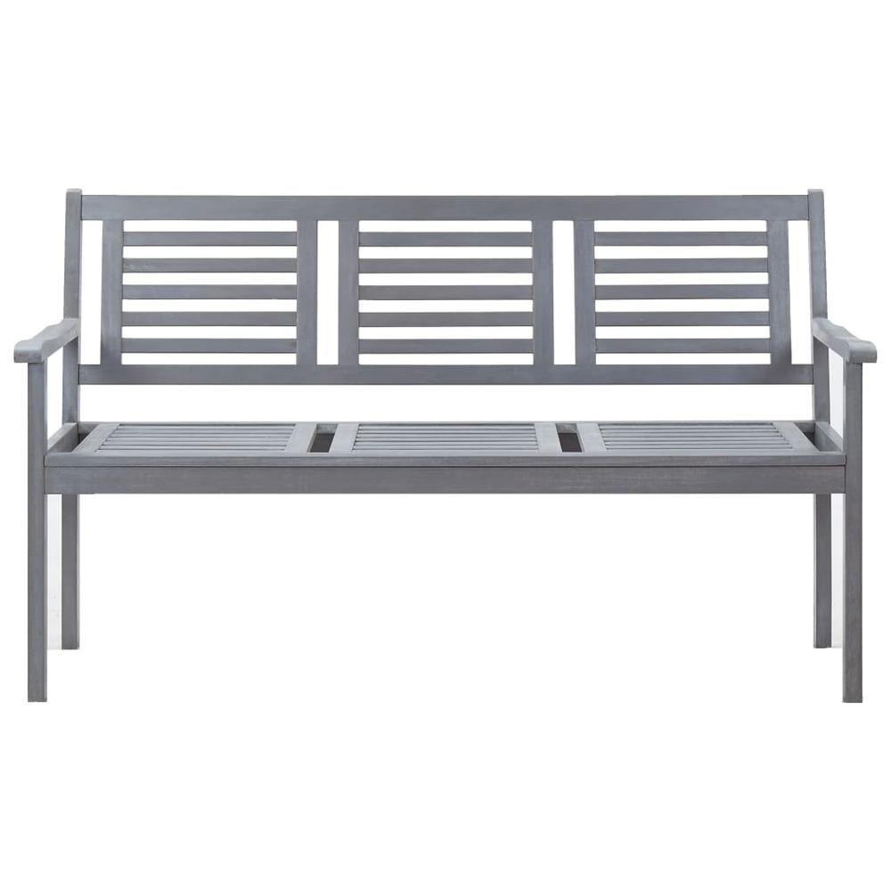 3-Seater Patio Bench 59.1" Gray Solid Wood Eucalyptus. Picture 1