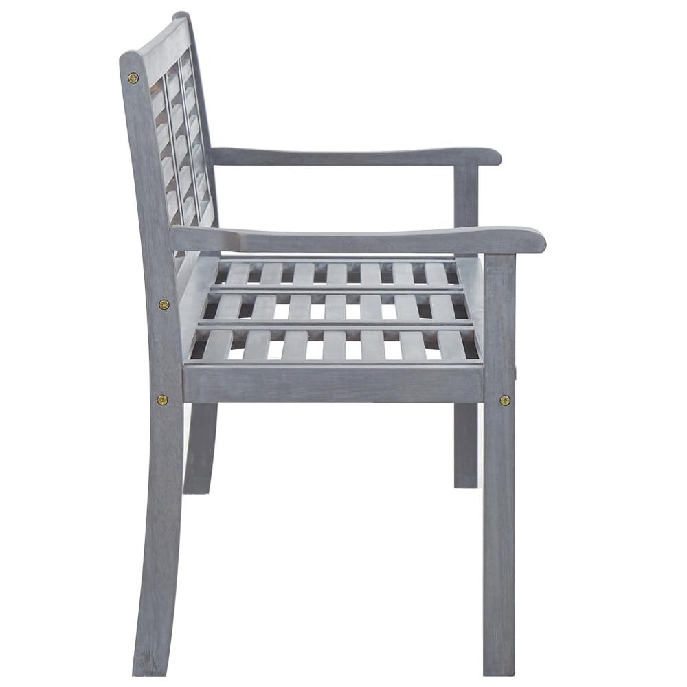 3-Seater Patio Bench 59.1" Gray Solid Wood Eucalyptus. Picture 2