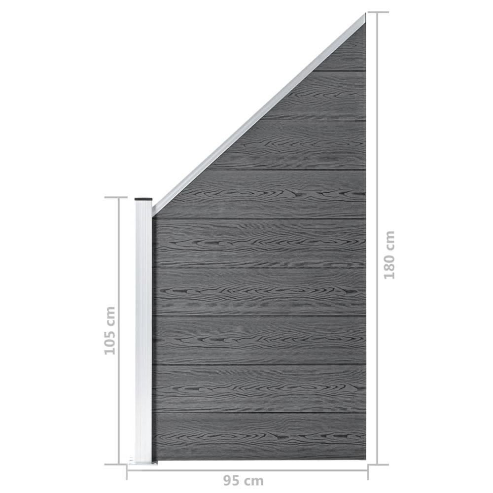 vidaXL Fence Panel WPC 37.4"x(41.3"-70.9") Gray. Picture 8
