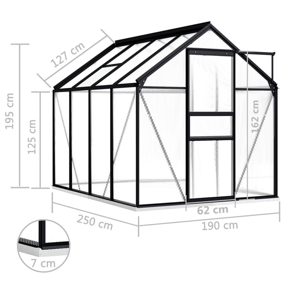Greenhouse with Base Frame Anthracite Aluminum 51.1 ftÂ². Picture 5