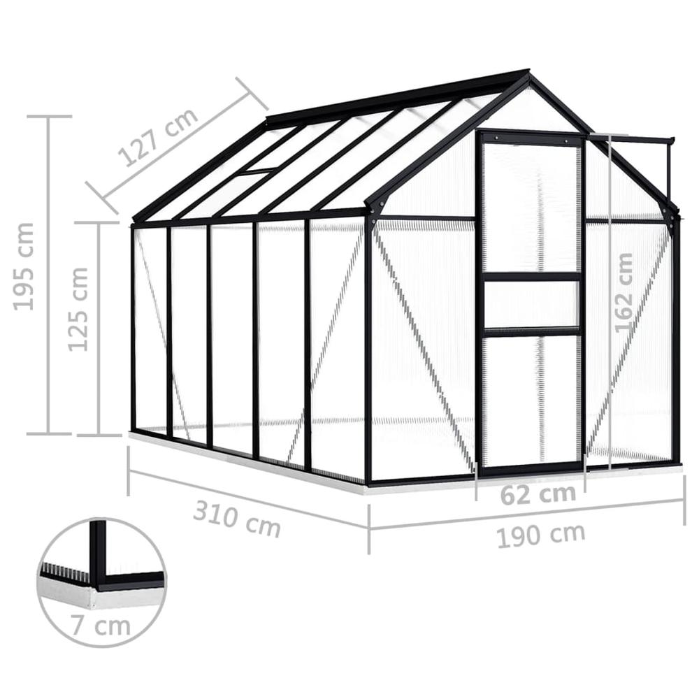 Greenhouse with Base Frame Anthracite Aluminum 63.4 ftÂ². Picture 5
