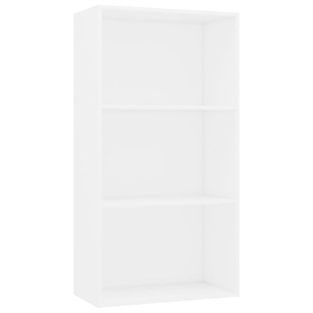vidaXL 3-Tier Book Cabinet White 23.6"x11.8"x44.9" Chipboard, 800972. Picture 2