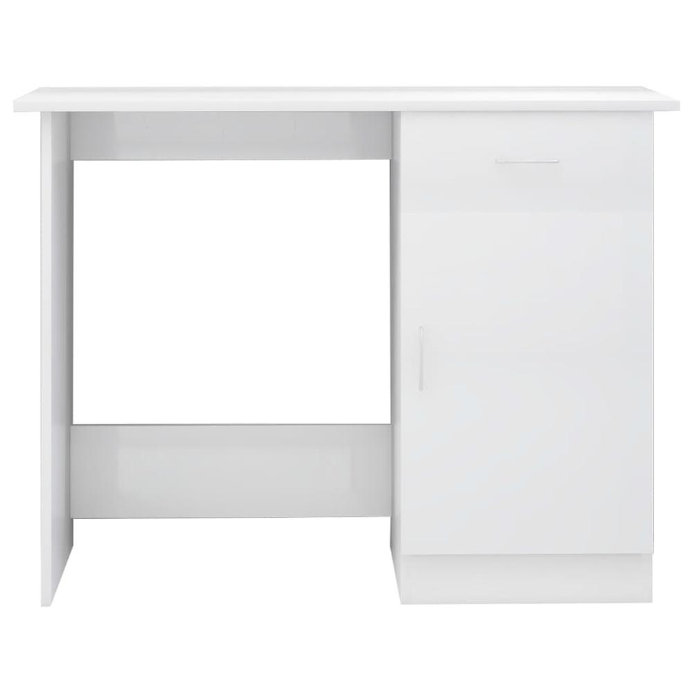 Desk High Gloss White 39.4" x 19.7" x 29.9" Engineered Wood. Picture 6
