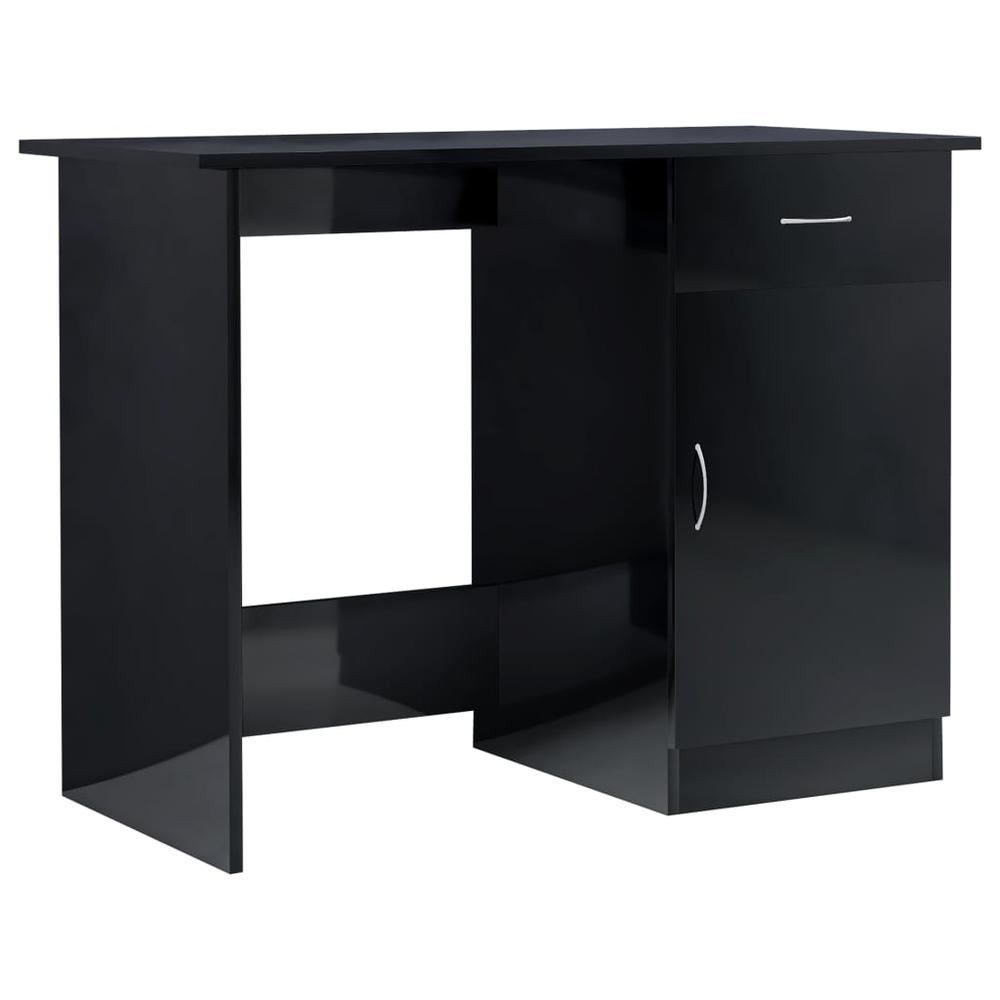 Desk High Gloss Black 39.4" x 19.7" x 29.9" Engineered Wood. Picture 1