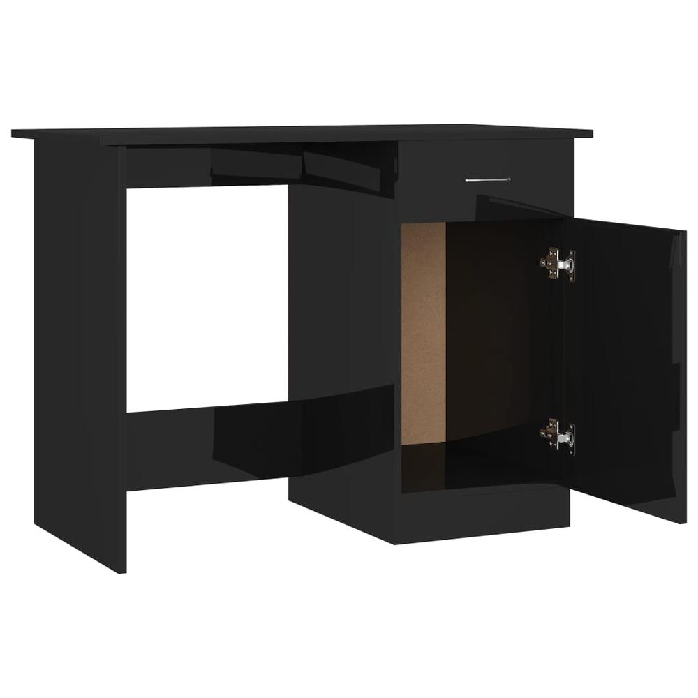 Desk High Gloss Black 39.4" x 19.7" x 29.9" Engineered Wood. Picture 4