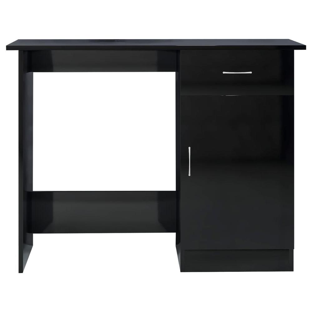 Desk High Gloss Black 39.4" x 19.7" x 29.9" Engineered Wood. Picture 6