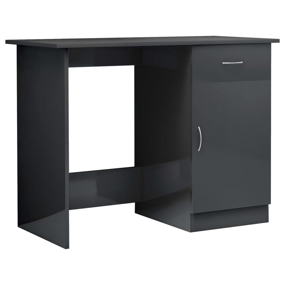 Desk High Gloss Gray 39.4" x 19.7" x 29.9" Engineered Wood. Picture 1