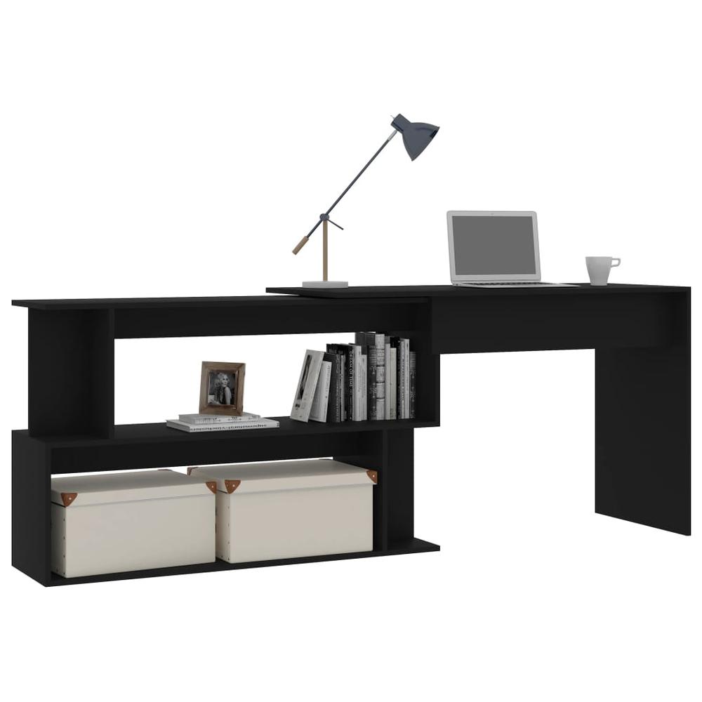 vidaXL Corner Desk Black 47.2"x19.7"x29.9" Chipboard, 801099. Picture 3
