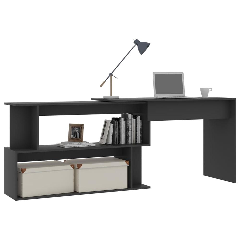 vidaXL Corner Desk Gray 47.2"x19.7"x29.9" Chipboard, 801100. Picture 3