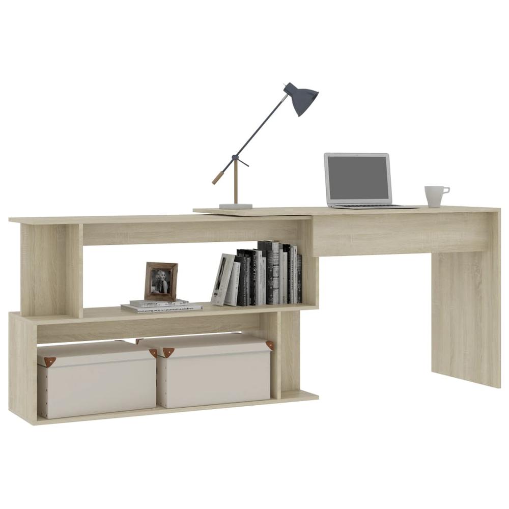 vidaXL Corner Desk Sonoma Oak 47.2"x19.7"x29.9" Chipboard, 801101. Picture 3