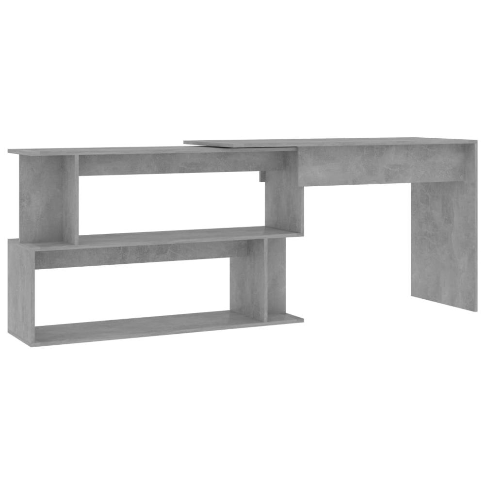 vidaXL Corner Desk Concrete Gray 47.2"x19.7"x29.9" Chipboard, 801102. Picture 2