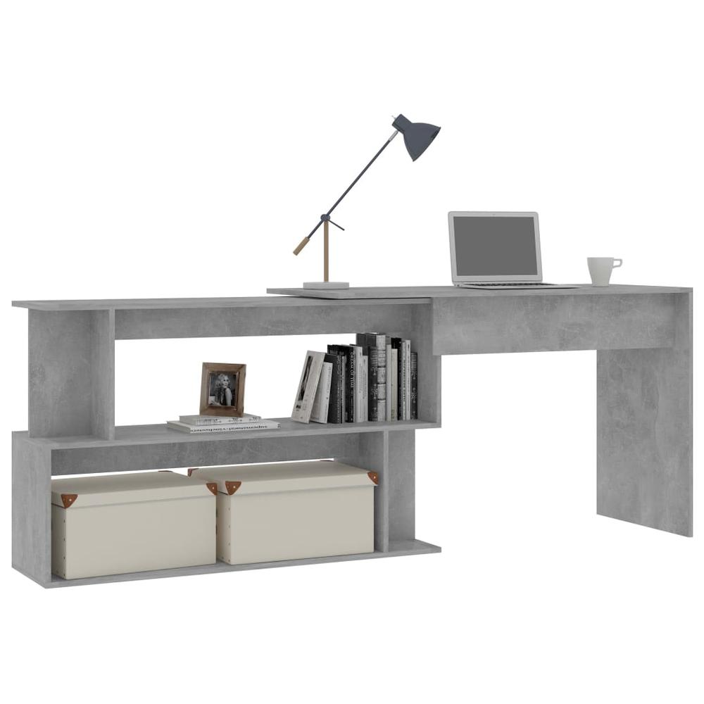vidaXL Corner Desk Concrete Gray 47.2"x19.7"x29.9" Chipboard, 801102. Picture 3