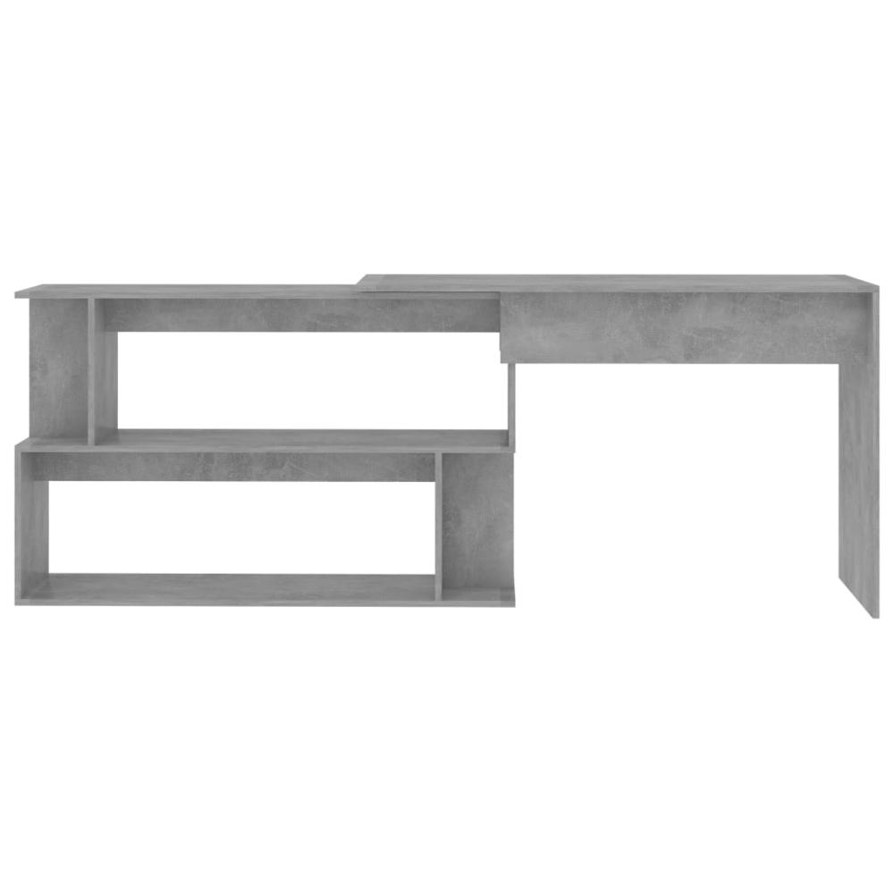 vidaXL Corner Desk Concrete Gray 47.2"x19.7"x29.9" Chipboard, 801102. Picture 4