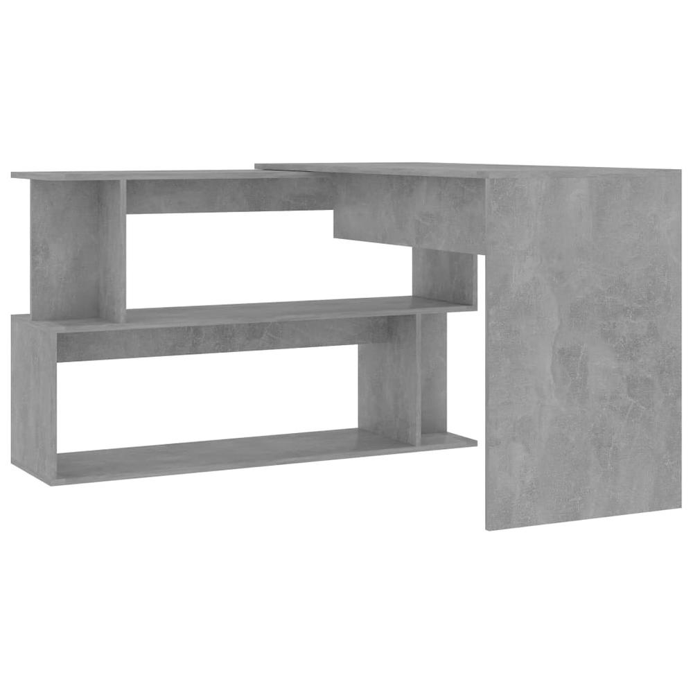 vidaXL Corner Desk Concrete Gray 47.2"x19.7"x29.9" Chipboard, 801102. Picture 5