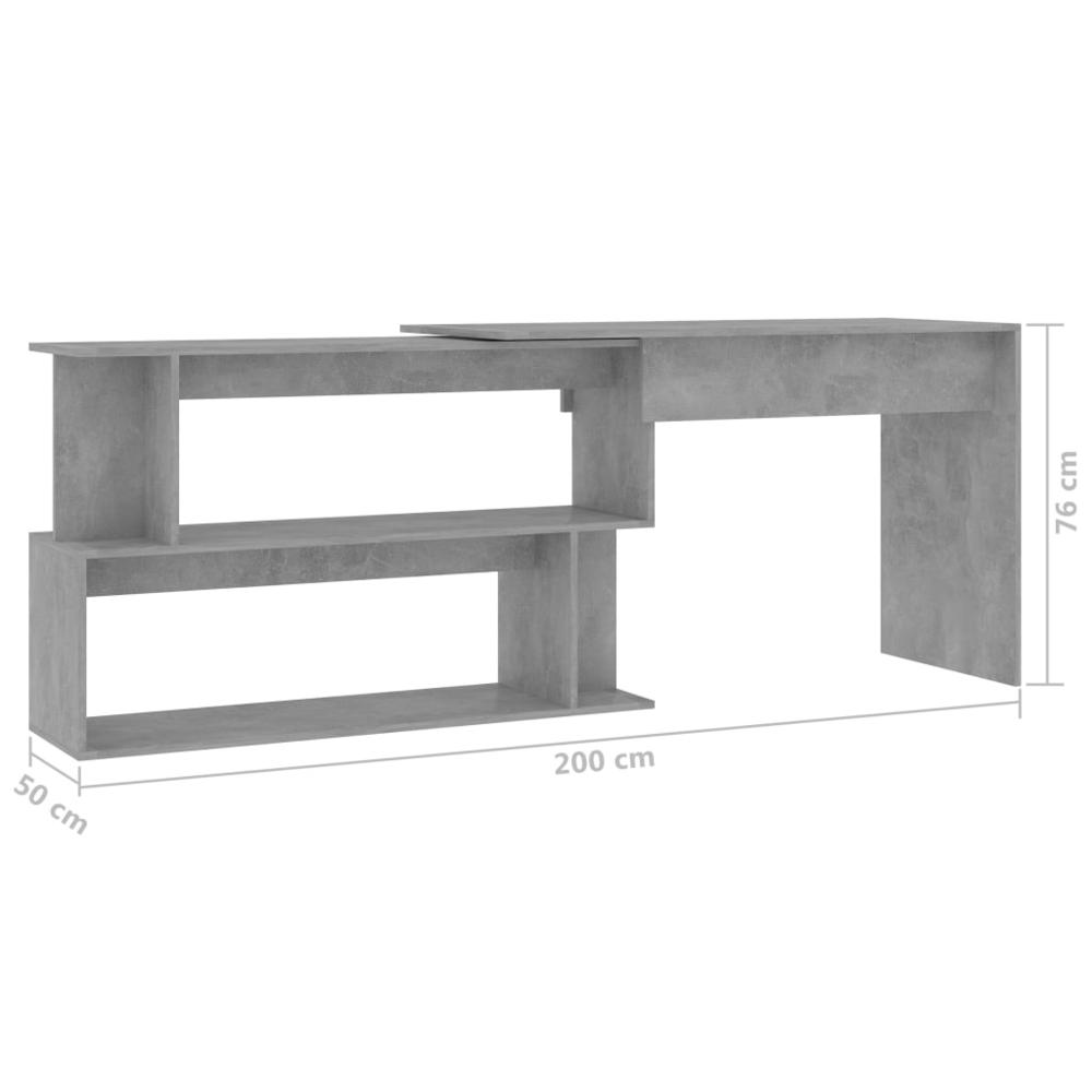 vidaXL Corner Desk Concrete Gray 47.2"x19.7"x29.9" Chipboard, 801102. Picture 7