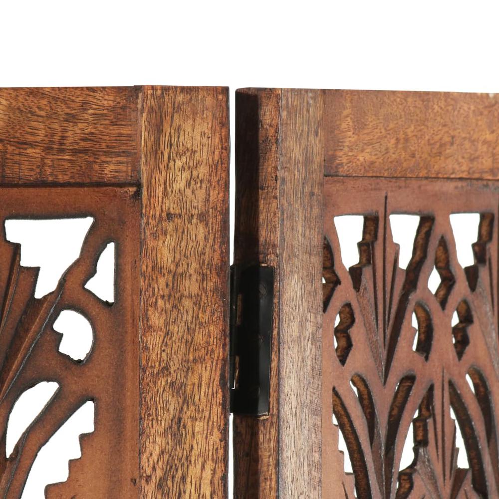 vidaXL Hand Carved 5-Panel Room Divider Brown 78.7"x65" Solid Mango Wood, 285335. Picture 5