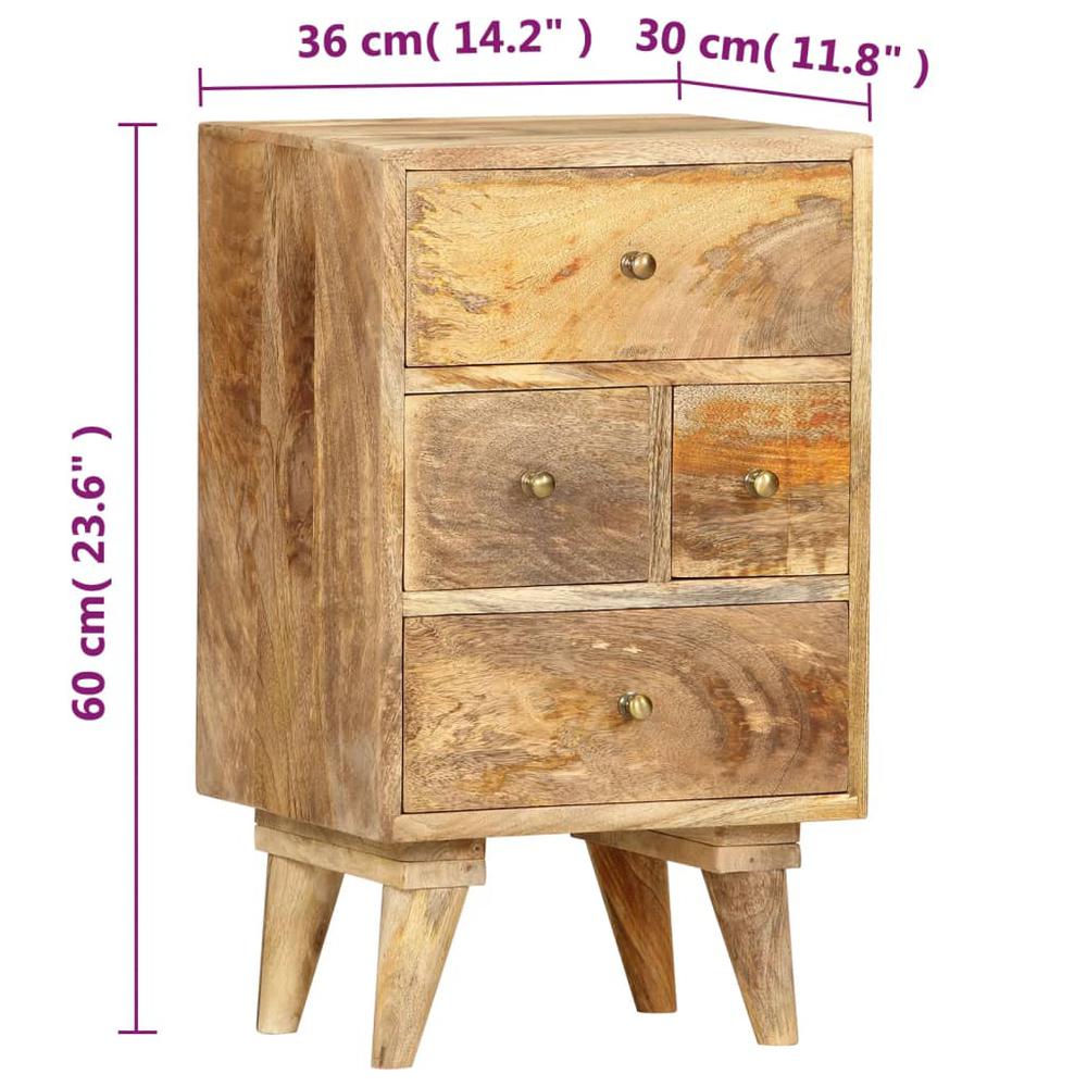 Bedside Cabinet 14.2"x11.8"x23.6" Solid Mango Wood. Picture 7