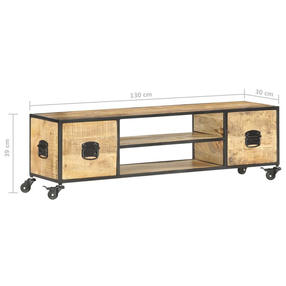 vidaXL TV Cabinet 51.2"x11.8"x15.4" Solid Mango Wood. Picture 7