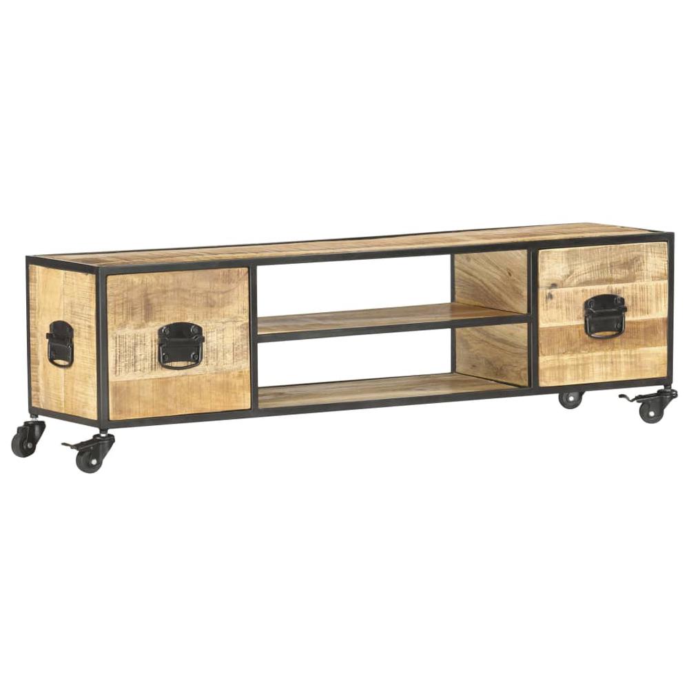 vidaXL TV Cabinet 51.2"x11.8"x15.4" Solid Mango Wood. Picture 8
