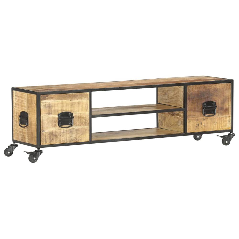 vidaXL TV Cabinet 51.2"x11.8"x15.4" Solid Mango Wood. Picture 9