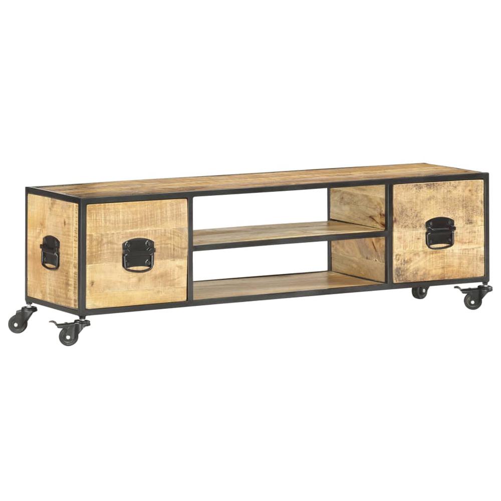 vidaXL TV Cabinet 51.2"x11.8"x15.4" Solid Mango Wood. Picture 10