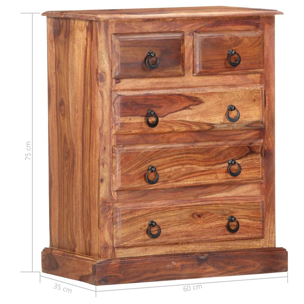 vidaXL Drawer Cabinet 23.6"x13.8"x29.5" Solid Sheesham Wood. Picture 7