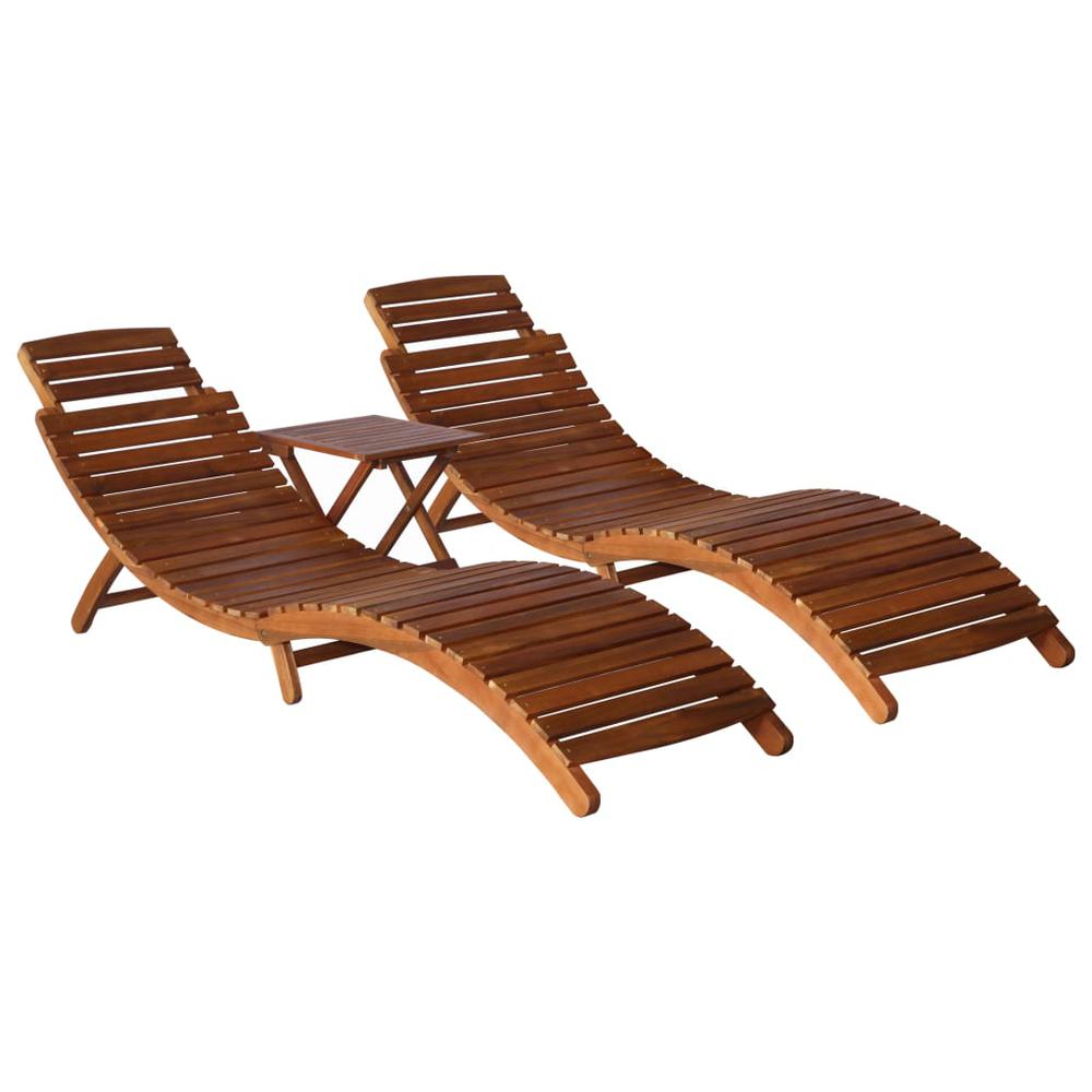 vidaXL 3 Piece Sunlounger with Tea Table Solid Acacia Wood, 279160. Picture 1