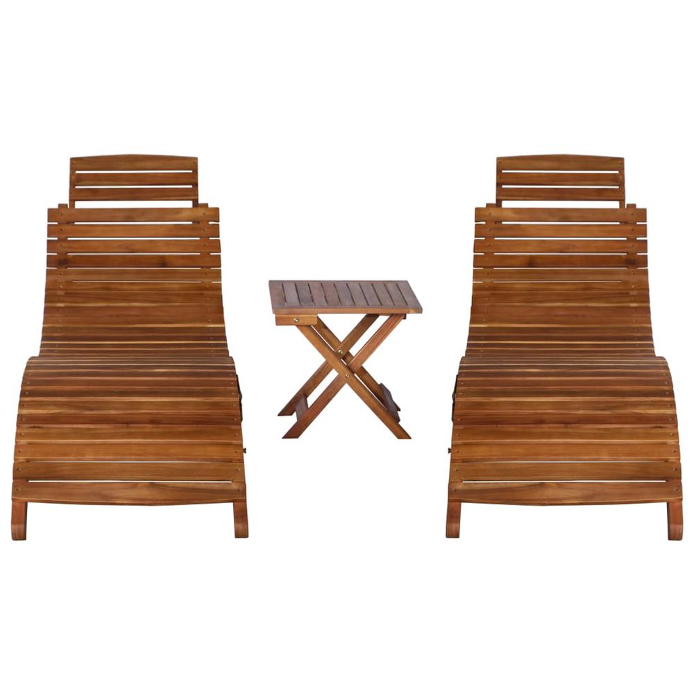 vidaXL 3 Piece Sunlounger with Tea Table Solid Acacia Wood, 279160. Picture 2
