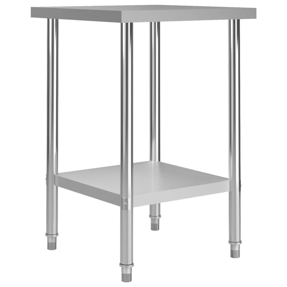 vidaXL Kitchen Work Table 23.6"x23.6"x33.5" Stainless Steel, 51184. Picture 1