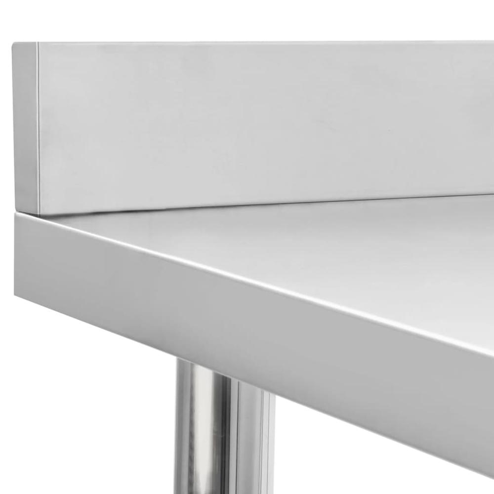 vidaXL Kitchen Work Table with Backsplash 23.6"x23.6"x36.6" Stainless Steel, 51185. Picture 5