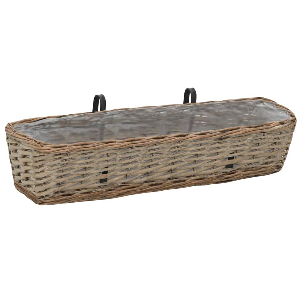 Balcony Planter 2 pcs Wicker with PE Lining 31.5". Picture 1