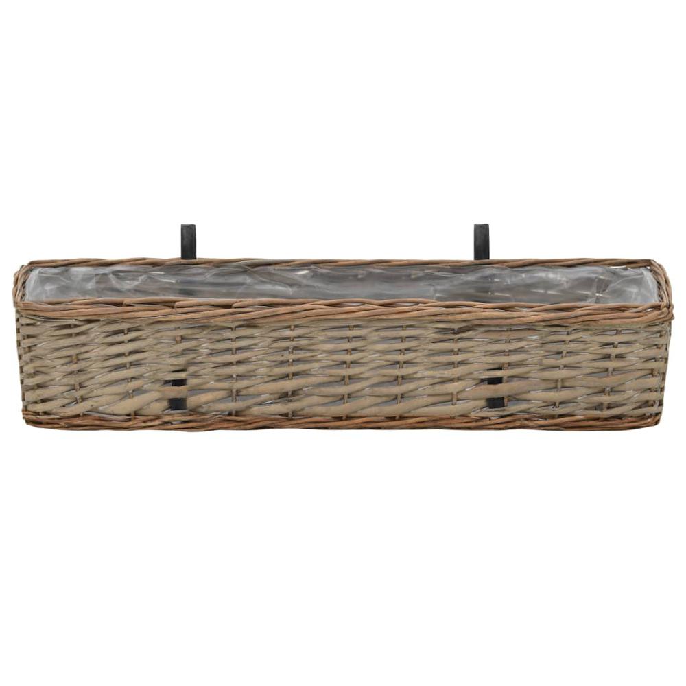 Balcony Planter 2 pcs Wicker with PE Lining 31.5". Picture 2